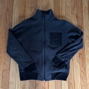 Men's Grey w/black Fleece Full-Zip Sweater